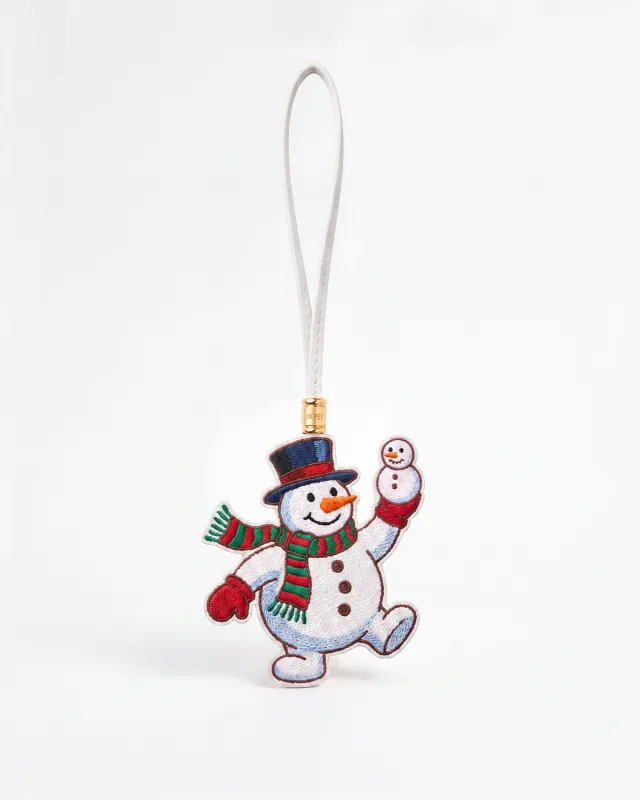 Embroidered Snowman Bag Charm - White made by JW PEI