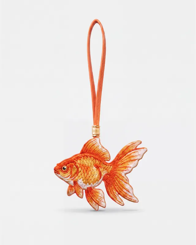 Embroidered Goldfish Bag Charm - Orange made by JW PEI