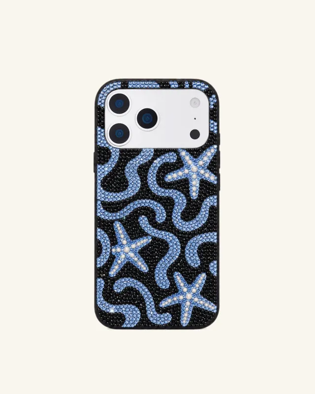 Starfish Wave Artificial Crystal Phone Case – Black made by JW PEI