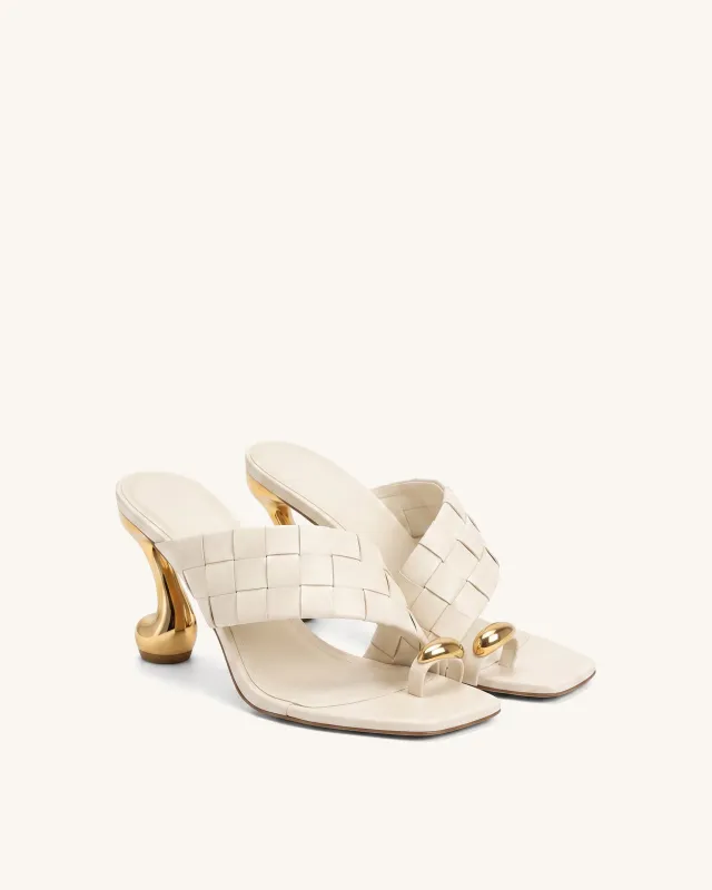 Noemi Square-Toe Woven Hardware Mules - Beige made by JW PEI