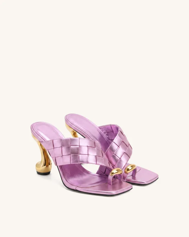 Noemi Square-Toe Woven Hardware Mules - Purple made by JW PEI