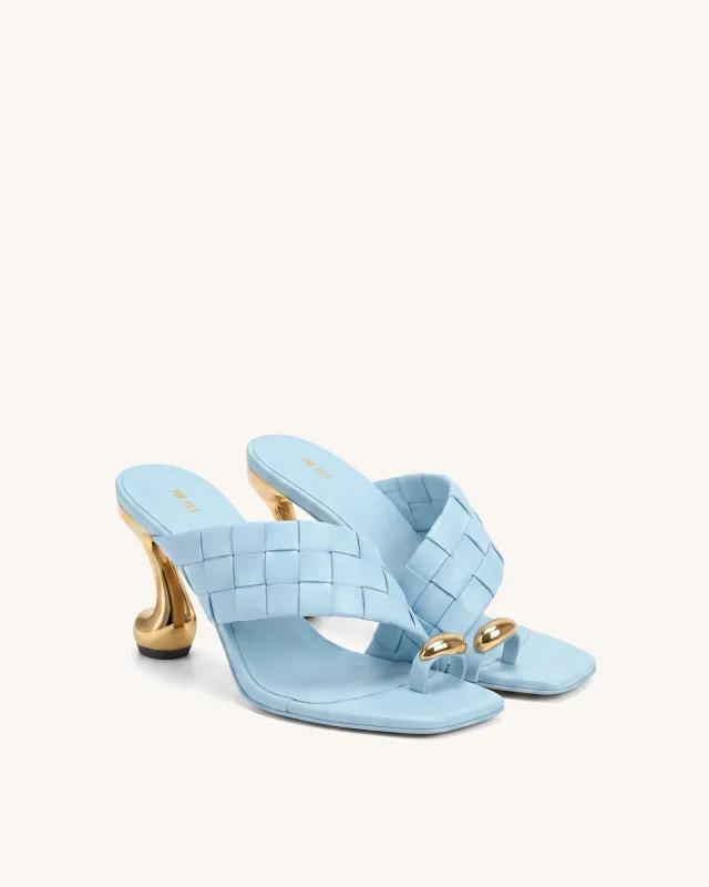 Noemi Square-Toe Woven Hardware Mules - Blue made by JW PEI