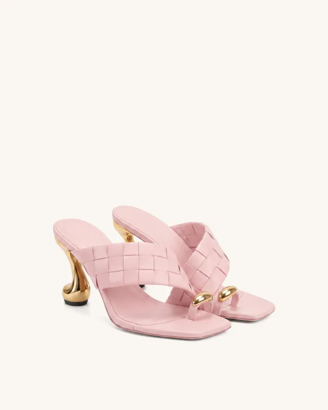 Noemi Square-Toe Woven Hardware Mules - Pink made by JW PEI