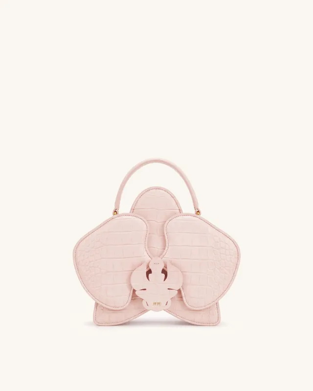 Flora Orchid Shaped Top Handle Bag - Pink Croc made by JW PEI
