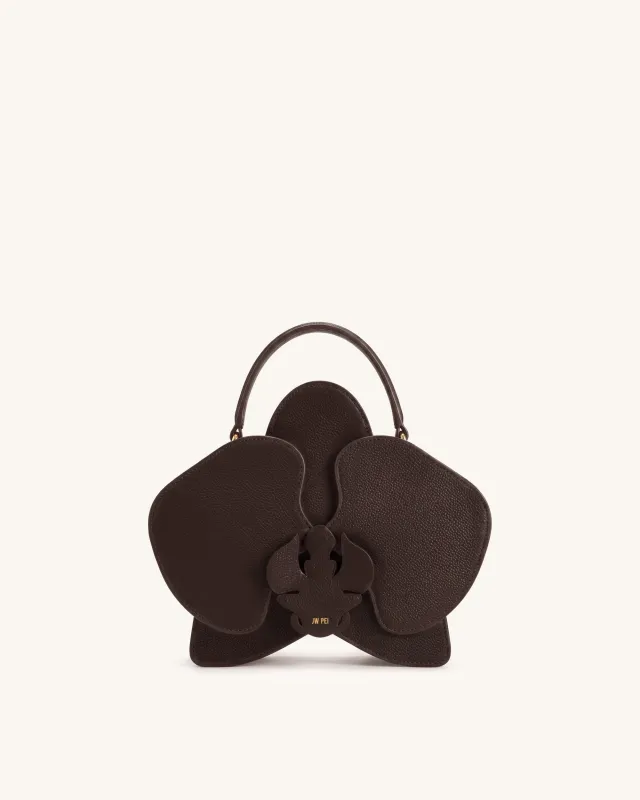 Flora Orchid Shaped Top Handle Bag - Dark Brown made by JW PEI