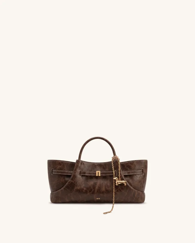 Maeve Dachshund Metal Charm Tote Bag - Deep Brown made by JW PEI