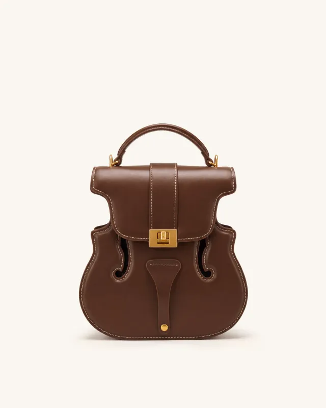 Violin Shape Top Handle Bag - Dark Brown made by JW PEI