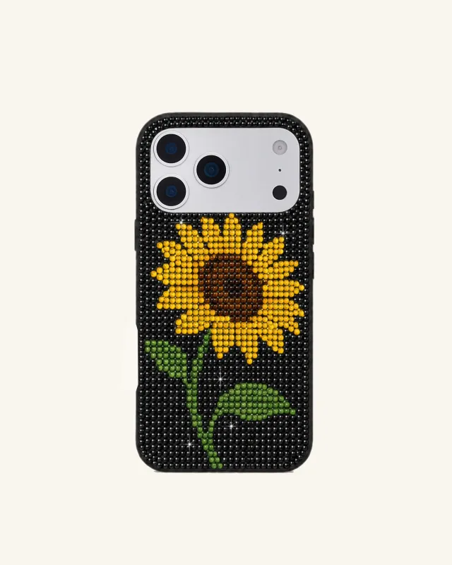 Sunflower Rhinestone Phone Case ā Black made by JW PEI