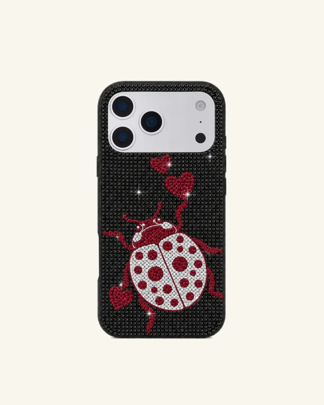 Ladybug Rhinestone Phone Case – Black made by JW PEI