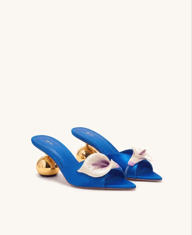 Bianca Calla Lily Sphere Heel Mules - Royal Blue made by JW PEI