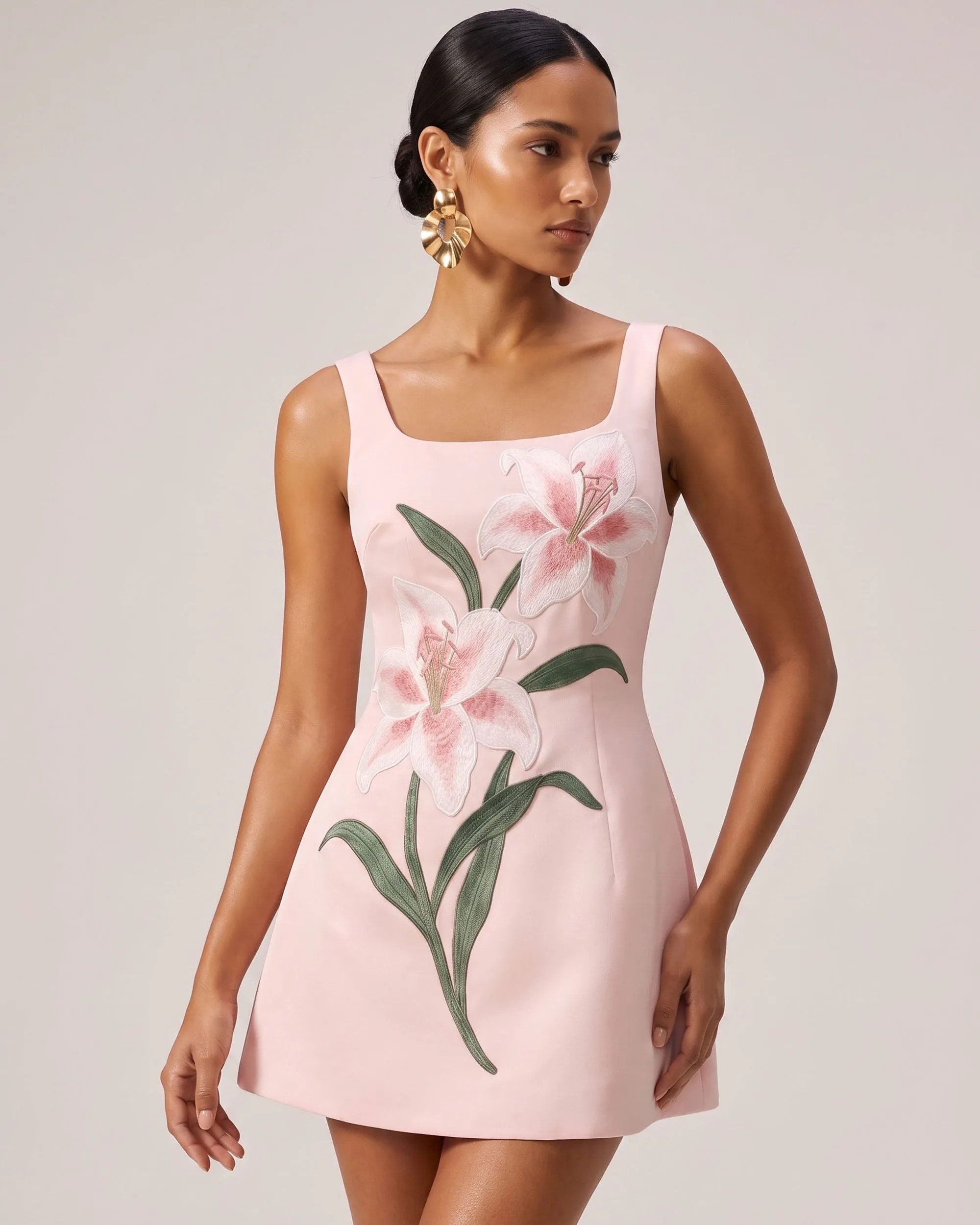 Lily Floral Print Sleeveless A-Line Mini Dress - Blush Pink sold by JW PEI product image thumbnail 2