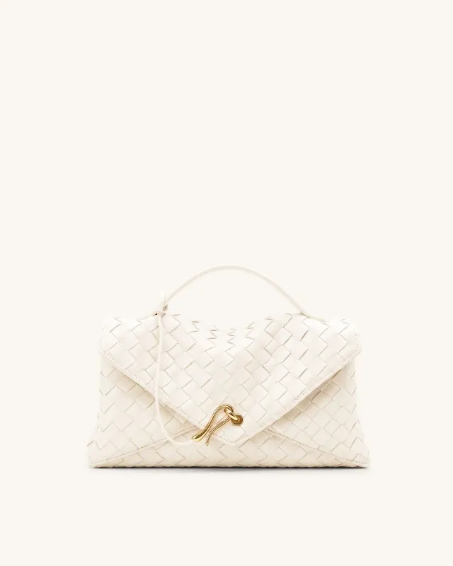 Celeste Woven Envelope Bag - Off White made by JW PEI