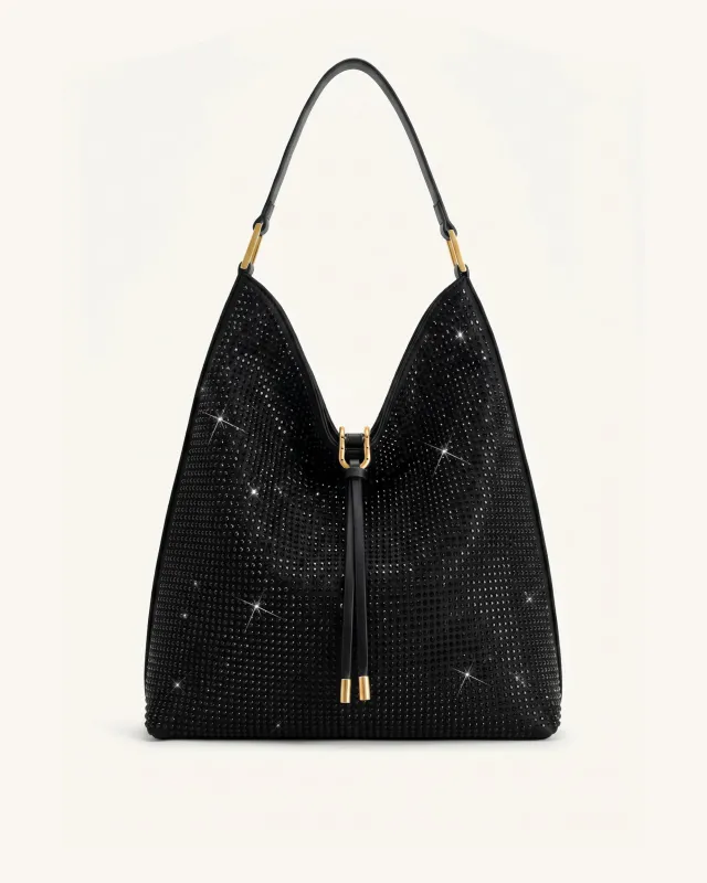 Aria Artificial Crystal Shoulder Bag - Black made by JW PEI