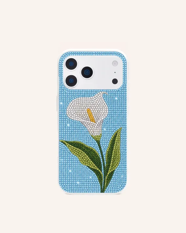 Calla Lily Artificial Crystal Phone Case - Light Blue made by JW PEI