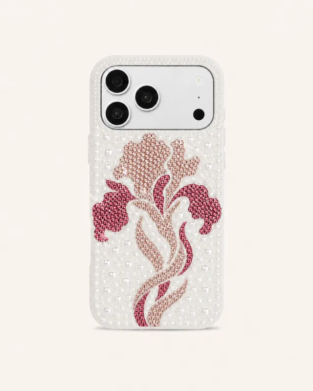 Floral Pearl Artificial Crystal Phone Case - White made by JW PEI