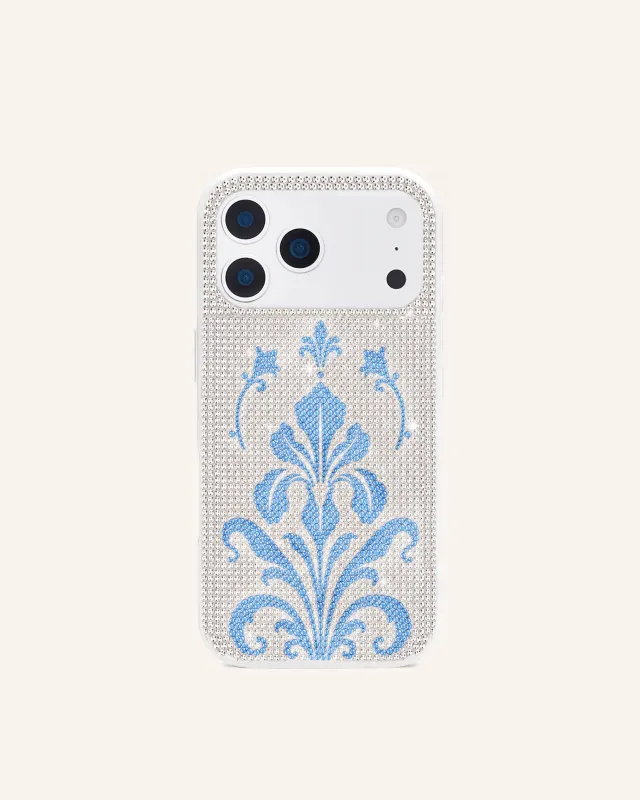 Blue Baroque Artificial Crystal Phone Case - White made by JW PEI