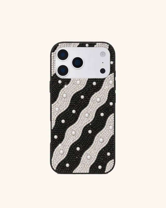 Pearl Zebra Artificial Crystal Phone Case - Black White made by JW PEI