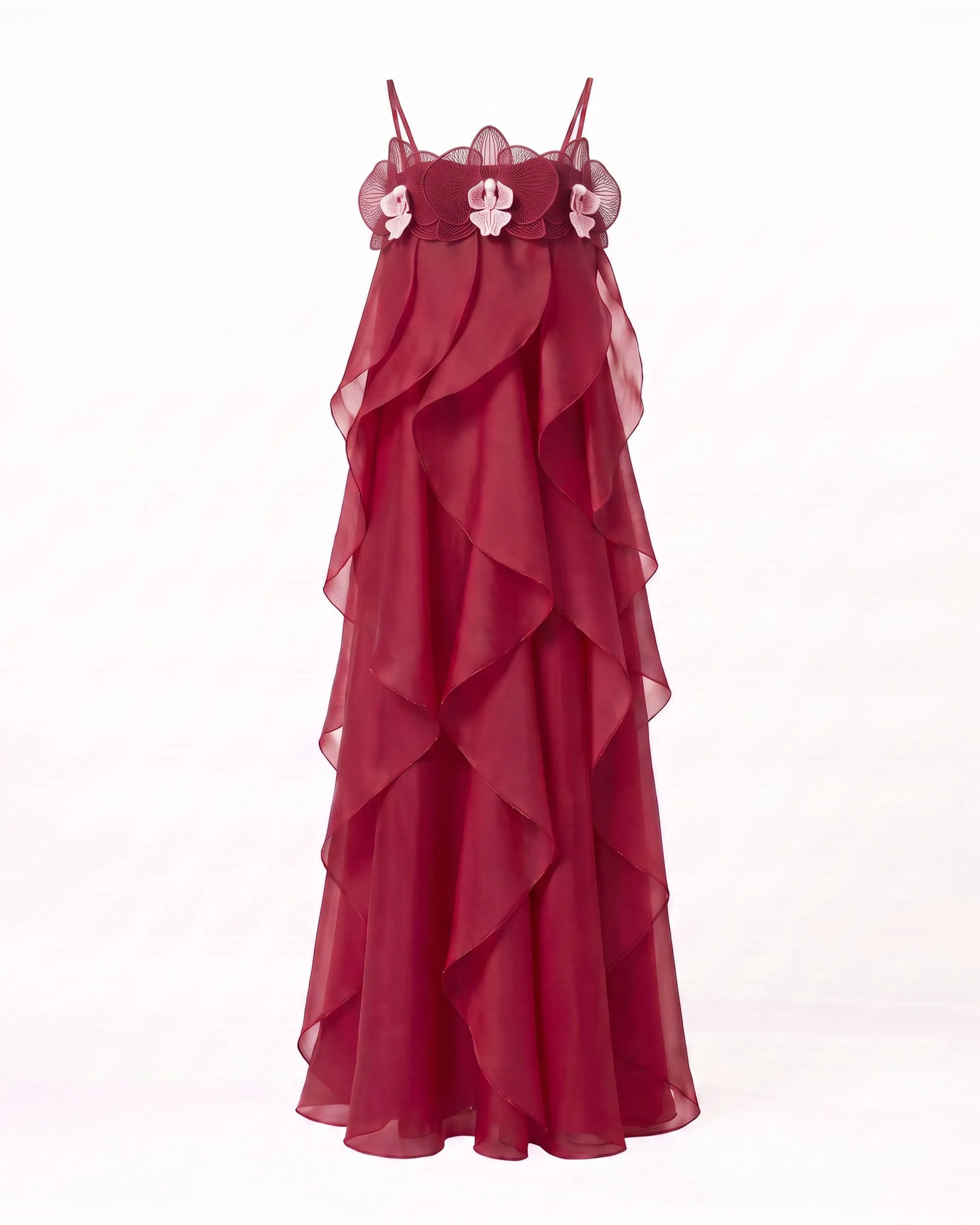 Orchid Embroidered Organza Maxi Dress - Red sold by JW PEI product image thumbnail 3
