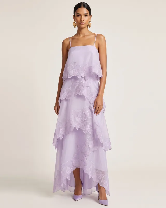 Orchid Embroidered Layered Maxi Dress - Light Purple made by JW PEI