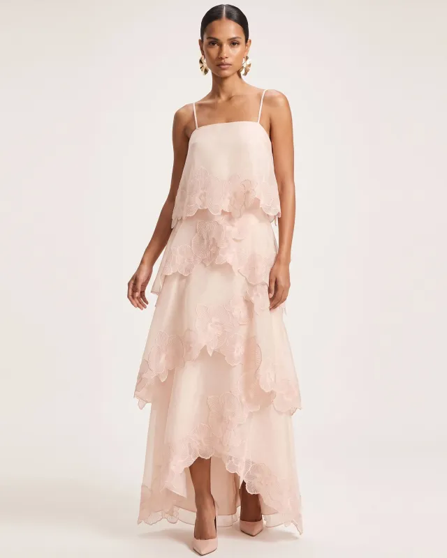 Orchid Embroidered Layered Maxi Dress - Light Pink made by JW PEI