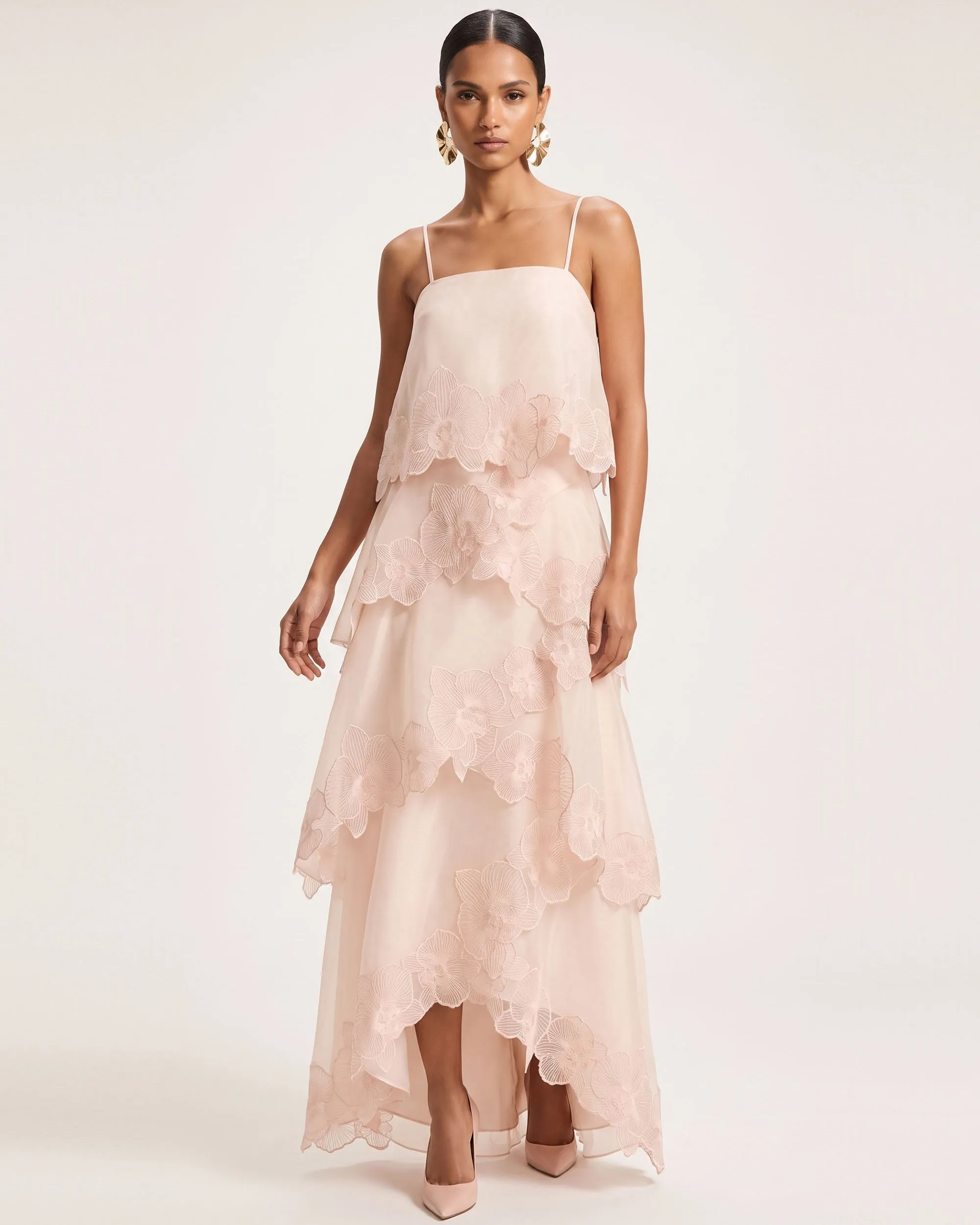 Orchid Embroidered Layered Maxi Dress - Light Pink sold by JW PEI