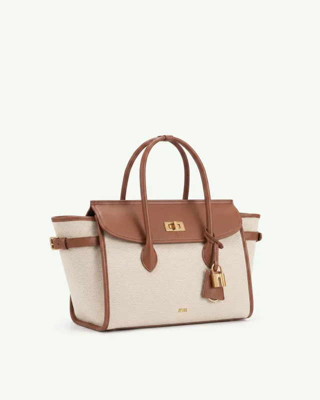 Camille Canvas Flap Tote Bag - Brown made by JW PEI