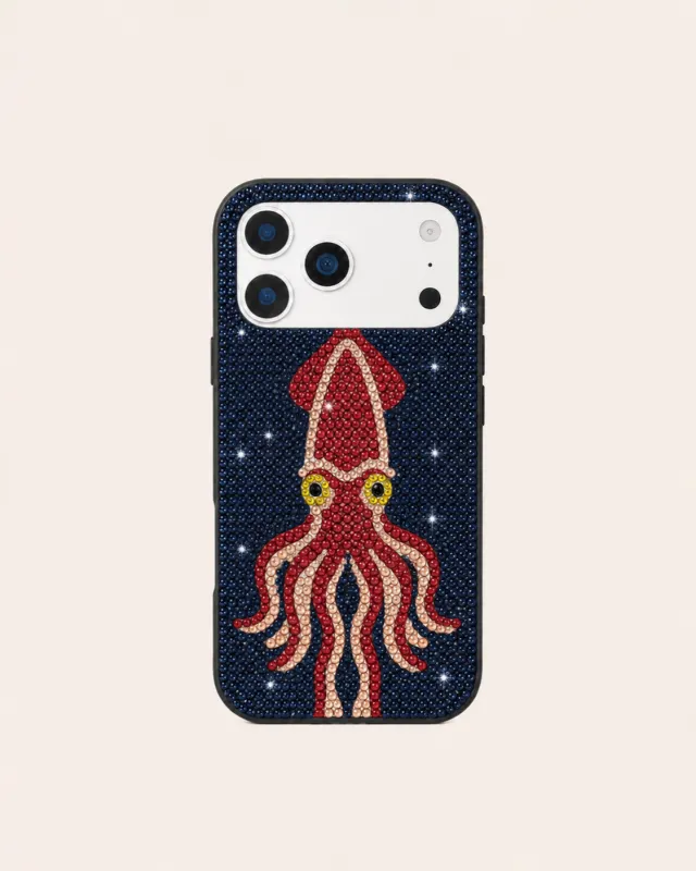 Red Squid Artificial Crystal Phone Case - Navy made by JW PEI