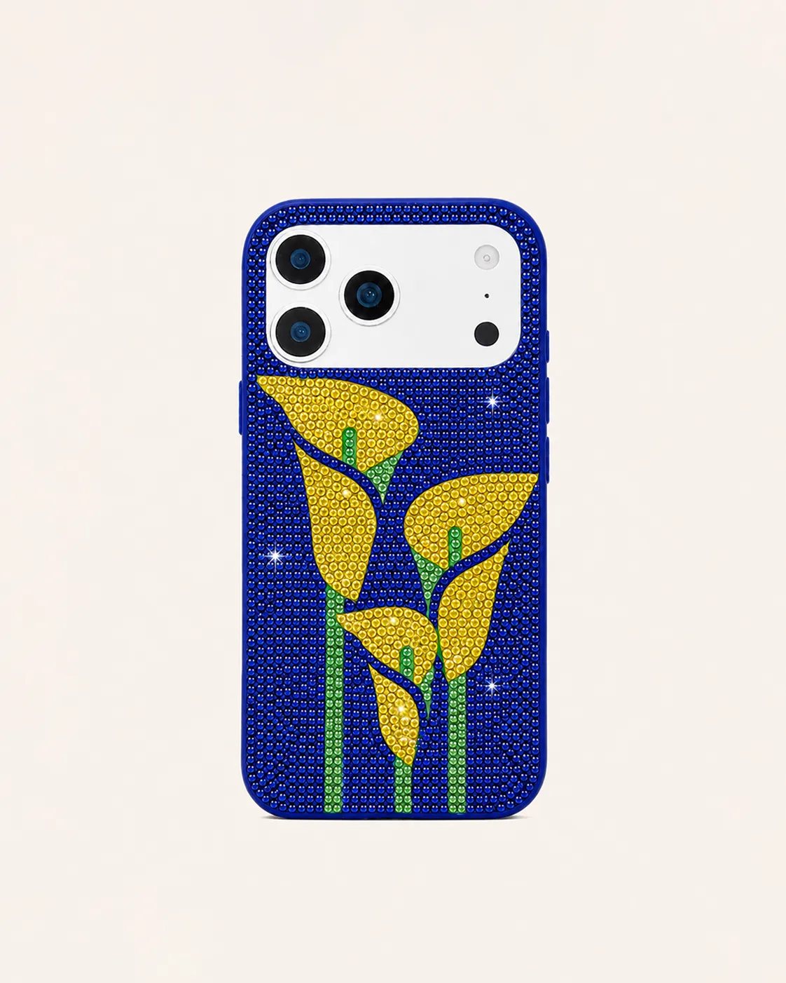 Yellow Calla Lily Artificial Crystal Phone Case - Blue sold by JW PEI