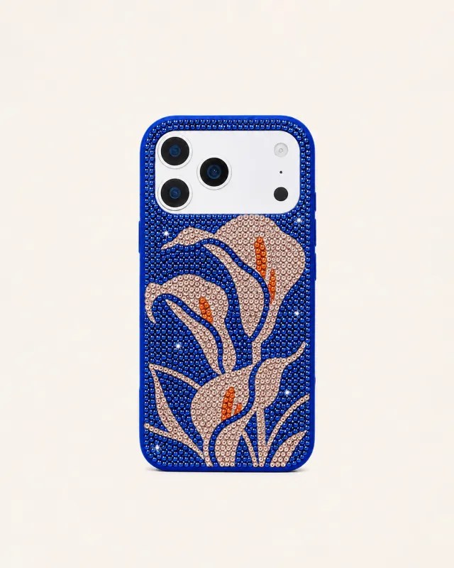 Blush Calla Lily Artificial Crystal Phone Case - Blue made by JW PEI