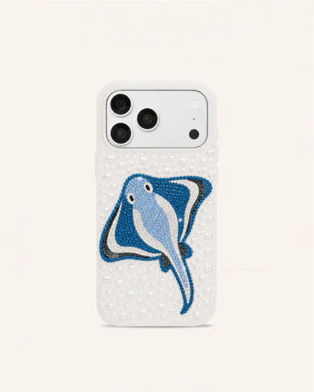 Manta Ray Pearl Artificial Crystal Phone Case – White made by JW PEI