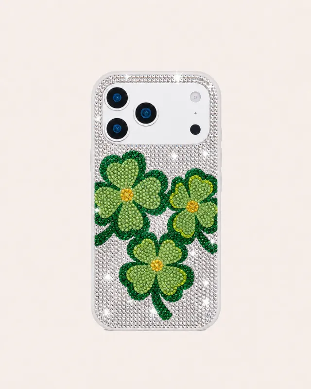 Clover Artificial Crystal Phone Case - White Green made by JW PEI