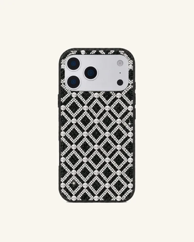 Geometric Rhinestone Phone Case – Black made by JW PEI