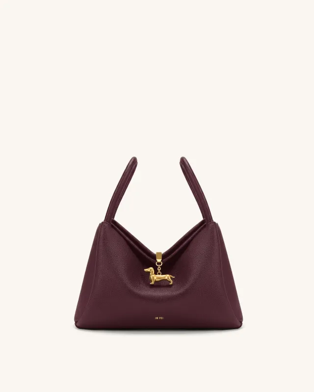Maelle Dachshund Charm Double Handle Bag - Berry Red made by JW PEI