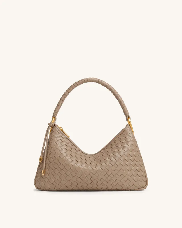 Lorena Woven Shoulder Bag - Light Brown made by JW PEI