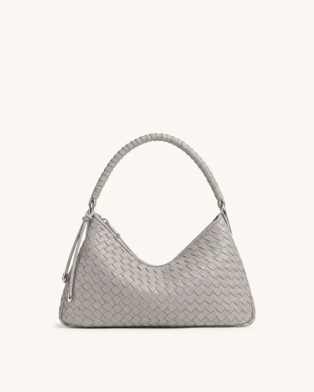 Lorena Woven Shoulder Bag - Light Grey made by JW PEI