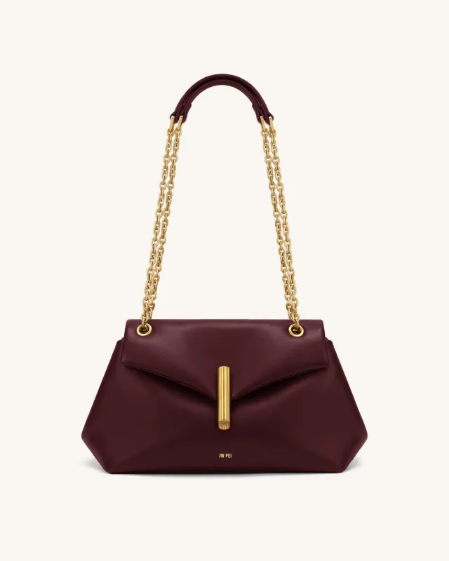 Valerie Chain Flap Shoulder Bag - Dark Burgundy made by JW PEI