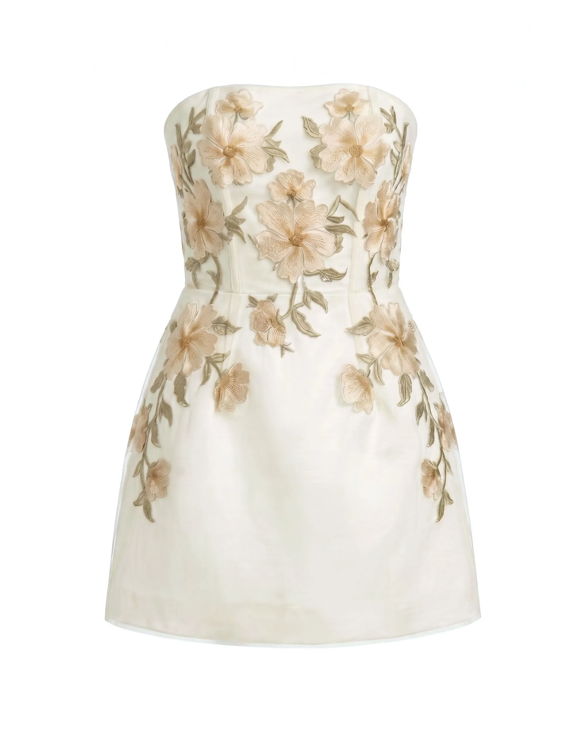 Floral Embroidered Strapless Corset Mini Dress - White sold by JW PEI product image thumbnail 3