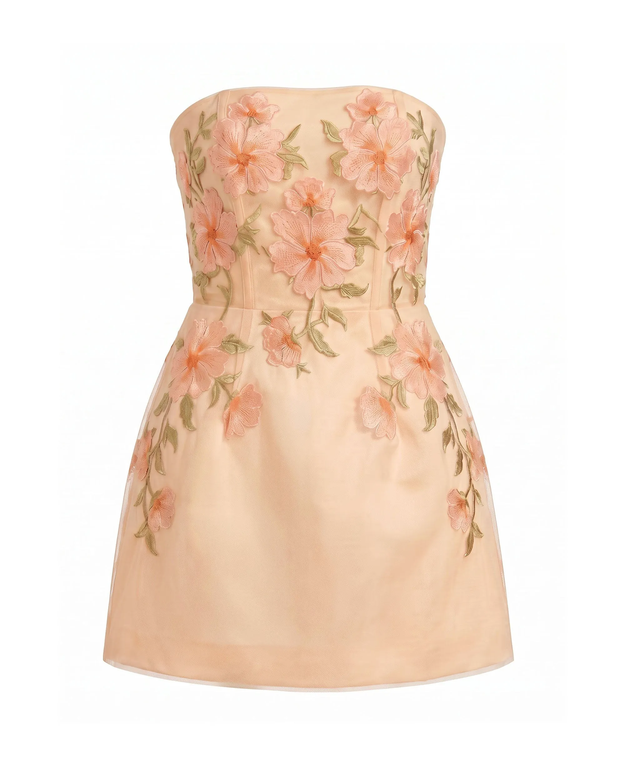 Floral Embroidered Strapless Corset Mini Dress - Pink-orange sold by JW PEI product image thumbnail 3
