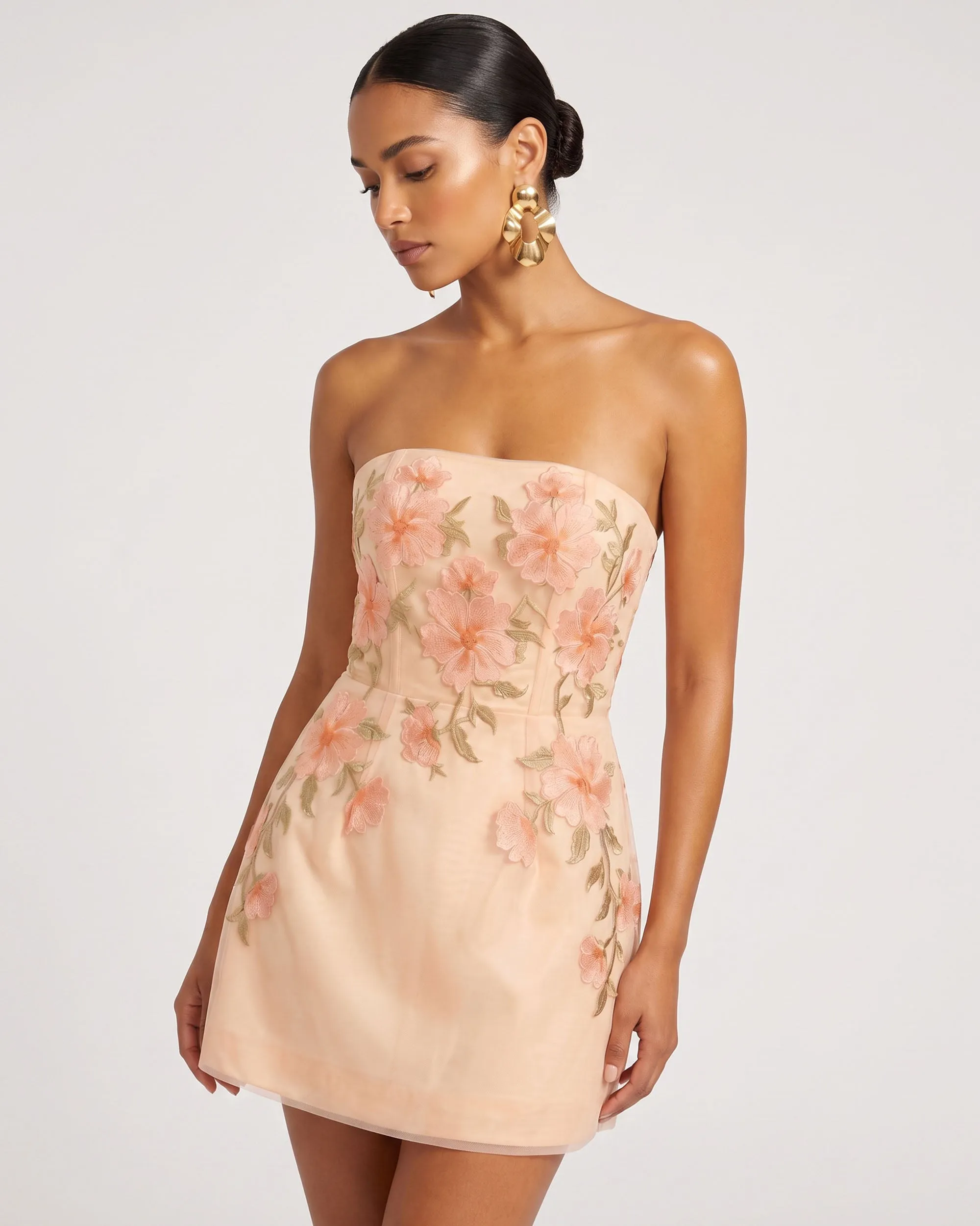 Floral Embroidered Strapless Corset Mini Dress - Pink-orange sold by JW PEI product image thumbnail 2