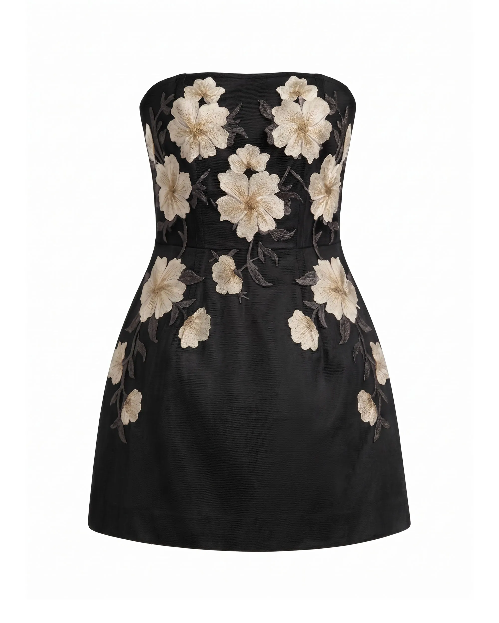 Floral Embroidered Strapless Corset Mini Dress - Black sold by JW PEI product image thumbnail 3