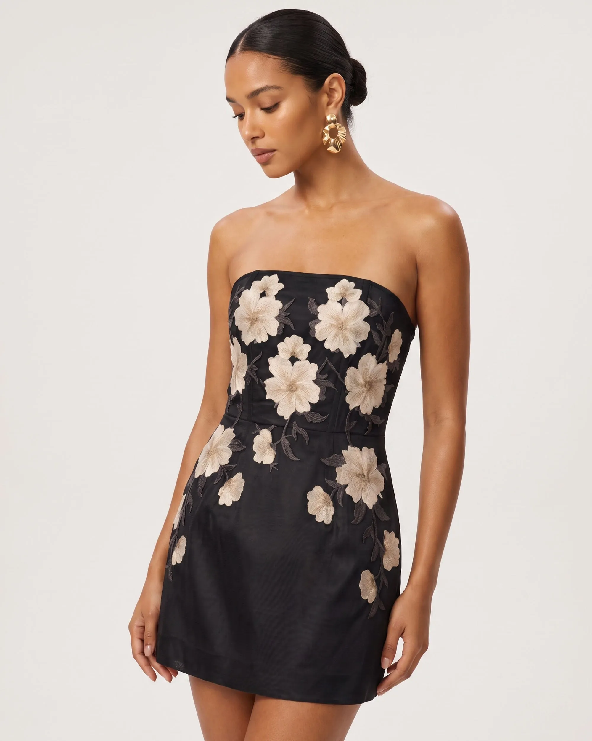 Floral Embroidered Strapless Corset Mini Dress - Black sold by JW PEI product image thumbnail 2
