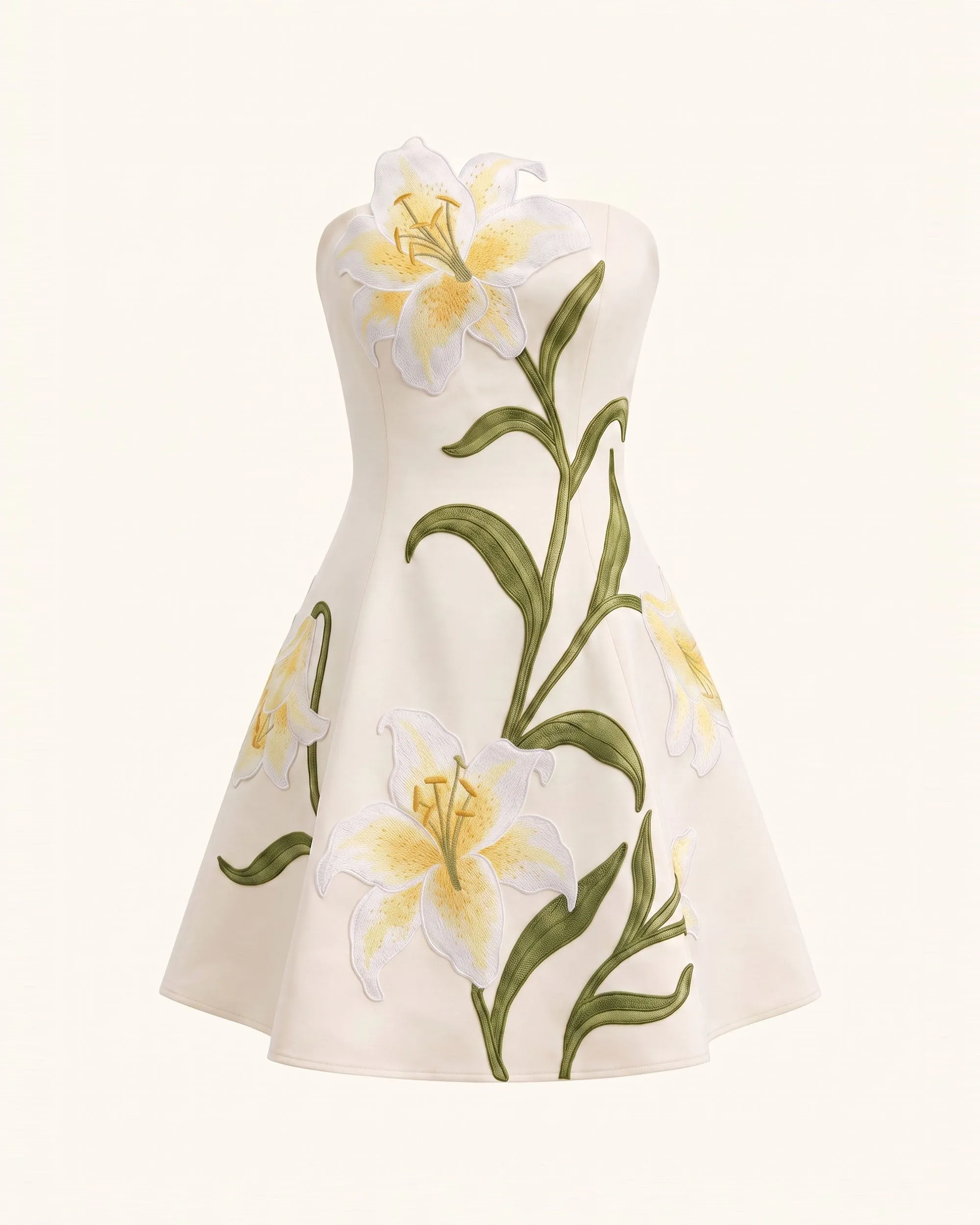 Lily Floral Print Strapless A-Line Mini Dress - White sold by JW PEI product image thumbnail 3