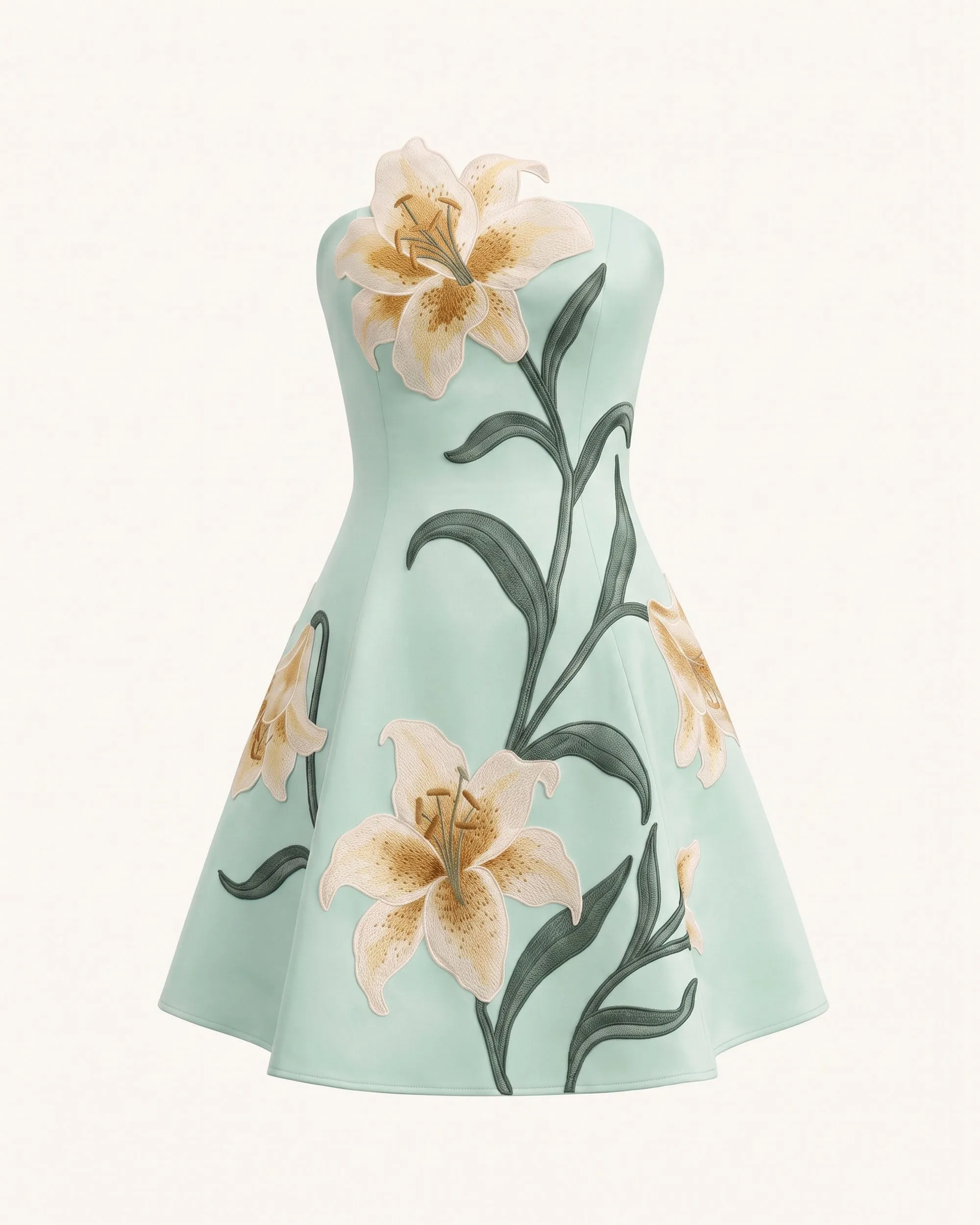 Lily Floral Print Strapless A-Line Mini Dress - Mint Green sold by JW PEI product image thumbnail 3