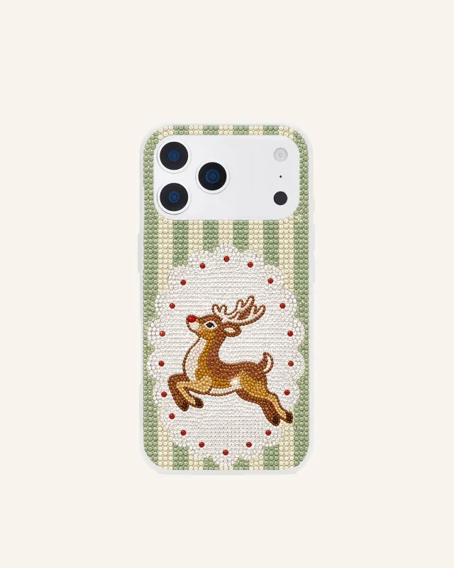 Reindeer Artificial Crystal Phone Case – Green White made by JW PEI