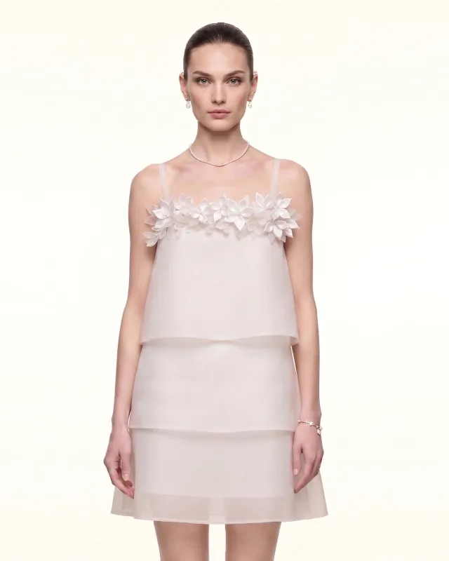 3D Floral Appliqué Tiered Mini Dress - Ivory made by JW PEI