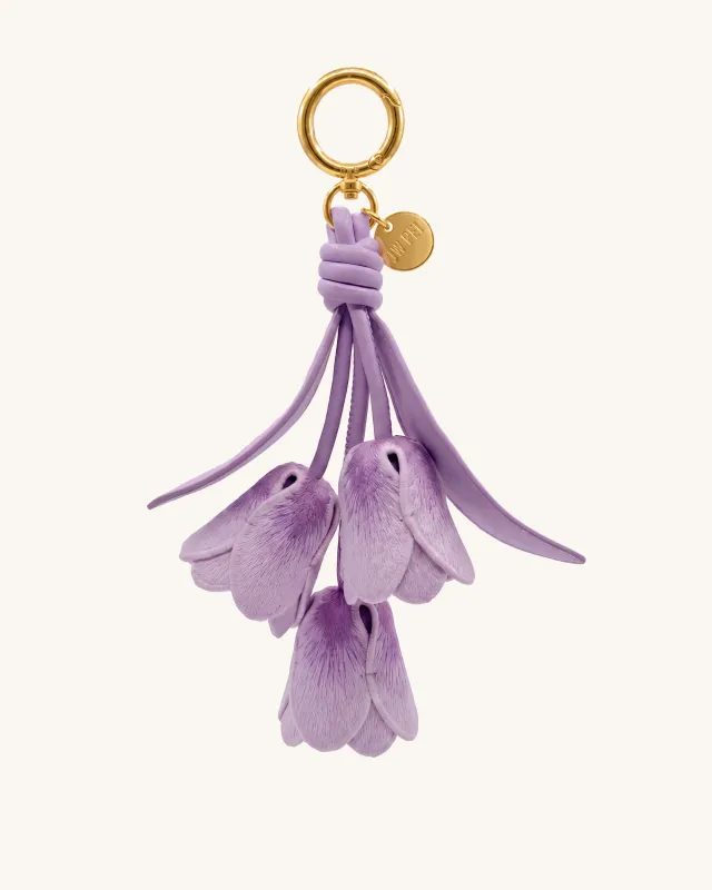 3D Embroidered Tulip Bag Charm - Purple made by JW PEI
