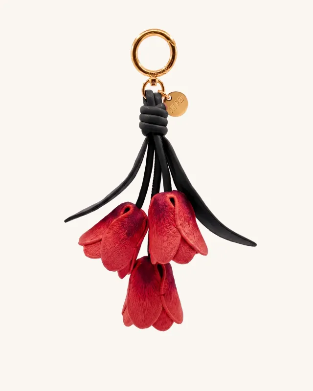 3D Embroidered Tulip Bag Charm - Dark Gradient Red made by JW PEI