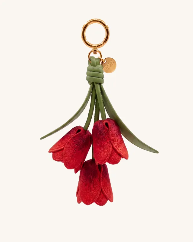 3D Embroidered Tulip Bag Charm - Gradient Red made by JW PEI