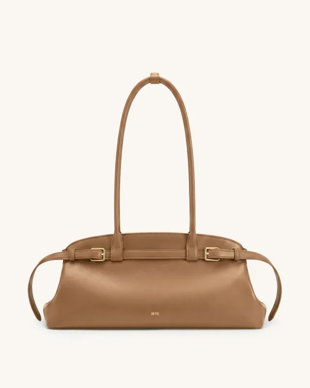 Arden Belt Detail East-West Shoulder Bag - Light Brown made by JW PEI