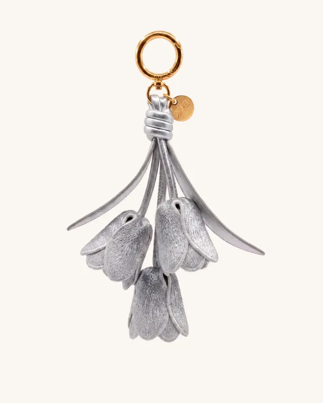 3D Embroidered Tulip Bag Charm - Silver made by JW PEI